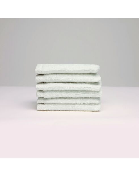 Gant de toilette coton peigné LT Oasis blanc - 6x(15x21 cm)