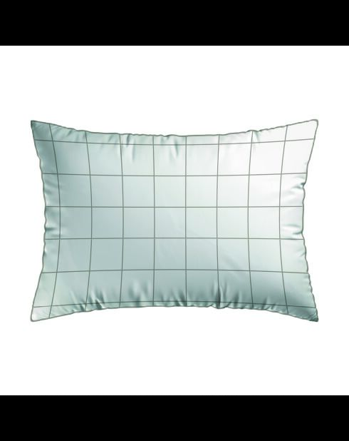 Set di 2 semplici federe in raso di cotone a quadri bianco/tortora - 2x (50x70 cm)