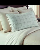 Set di 2 semplici federe in raso di cotone a quadri bianco/tortora - 2x (50x70 cm)