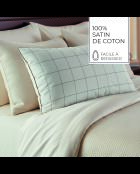 Set di 2 semplici federe in raso di cotone a quadri bianco/tortora - 2x (50x70 cm)
