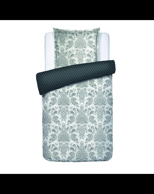 Parure housse de couette + taie carrée satin de coton Élégance persane beige