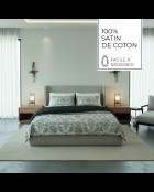 Parure housse de couette + taie carrée satin de coton Élégance persane beige