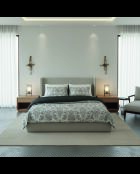 Parure housse de couette + taie carrée satin de coton Élégance persane beige