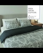 Federa per cuscino Persian Elegance in raso di cotone grigio 03 - 2x (50x70 cm)