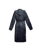 Peignoir coton velours avec capuche Uni gris foncé