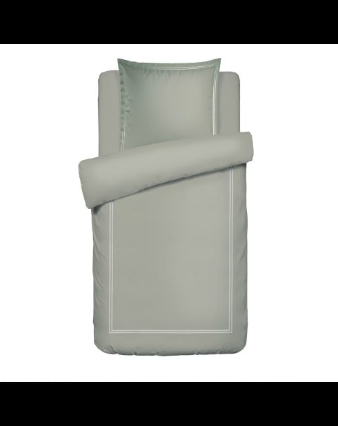 Parure housse de couette + taie carrée satin de coton Biarritz taupe