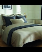 Parure housse de couette + taie carrée satin de coton Biarritz taupe
