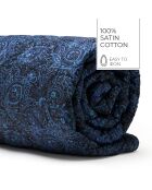 Couvre-lit satin de coton Eclipse fleuri bleue - 220x250 cm