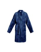 Accappatoio in velluto di cotone con cappuccio Uni blu scuro