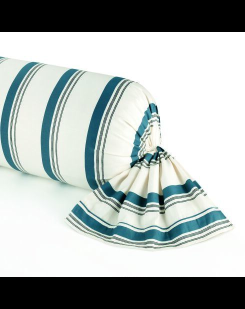 Custodia Mateo in raso di cotone bianco/blu - 43x210 cm