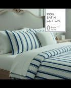 Custodia Mateo in raso di cotone bianco/blu - 43x210 cm