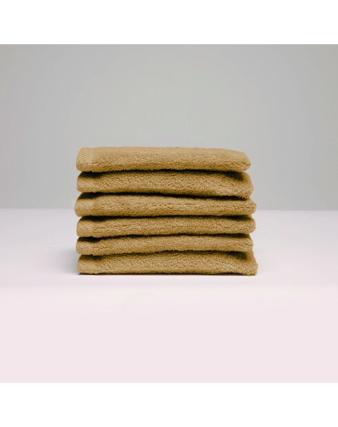 Gant de toilette coton peigné LT Oasis jaune moutarde - 6x(15x21 cm)