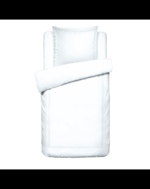Parure housse de couette + taie carrée satin de coton Biarritz blanches