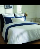 Parure housse de couette + taie carrée satin de coton Biarritz blanches