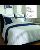 Parure housse de couette + taie carrée satin de coton Biarritz blanches