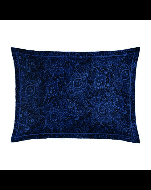 Taie d'oreiller satin de coton Eclipse fleuri bleue 11 - 2 x (50 x 70 cm)
