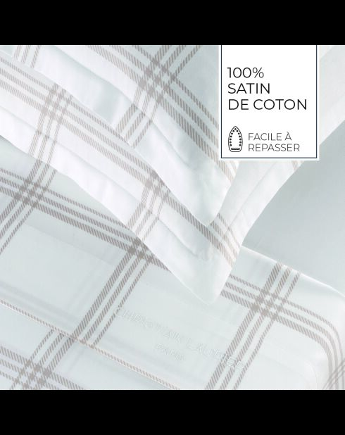 Taie d'oreiller satin de coton Apolline taupe - 2x(50x70 cm)