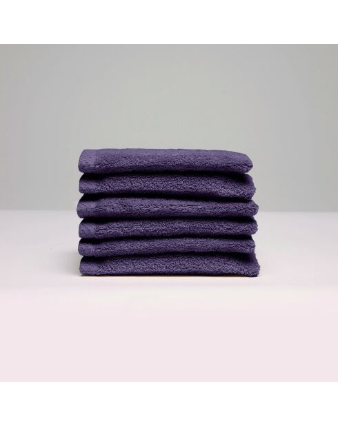 Gant de toilette coton peigné LT Oasis mauve - 6x(15x21 cm)