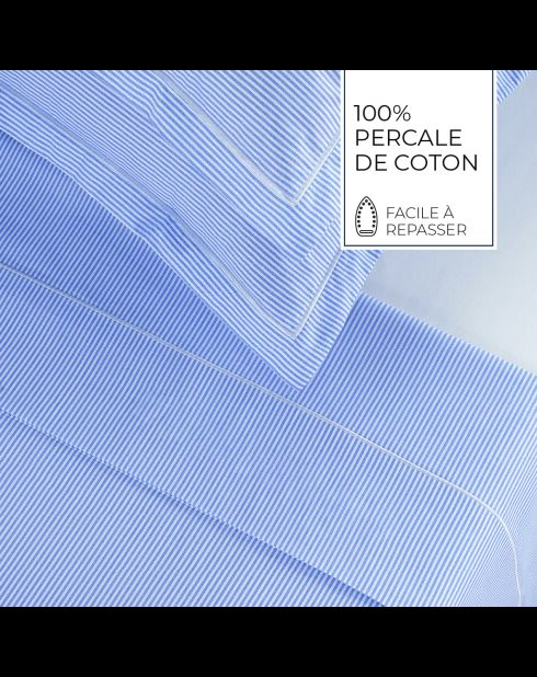 Set di 2 federe in cotone percalle Grenoble blu chiaro - 2x (50x70 cm)