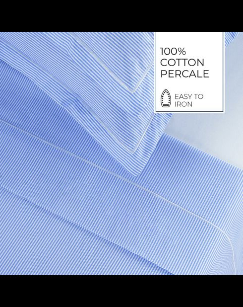 Set di 2 federe in cotone percalle Grenoble blu chiaro - 2x (50x70 cm)