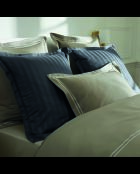 Set de 2 taies d'oreiller satin de coton Biarritz blanc/taupe