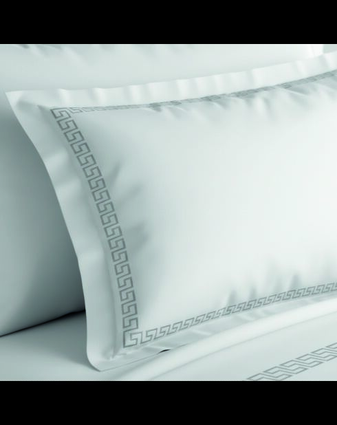 Set copripiumino + federa quadrata in raso di cotone Reine de nuit grigio/bianco