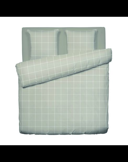 Set copripiumino Aurélie taupe + federe quadrate in raso di cotone