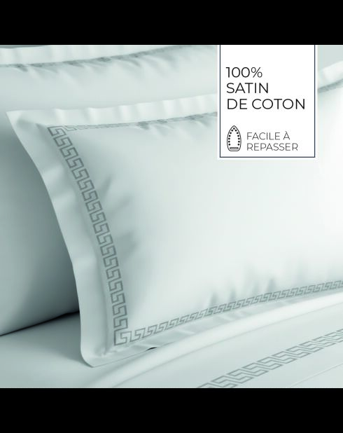 Federa in raso di cotone Queen grigio/bianco