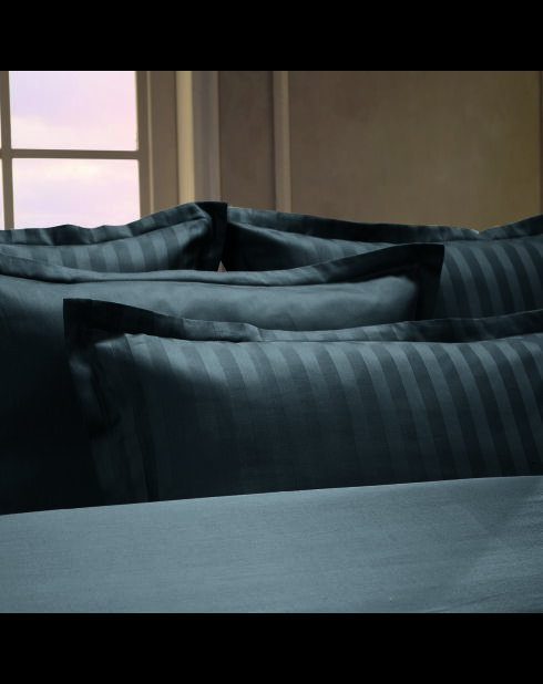 Set de 2 taies d'oreiller satin de coton rayure tissé dobby Jacquard gris 03