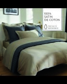 Parure housse de couette + taie carrée satin de coton Biarritz taupe