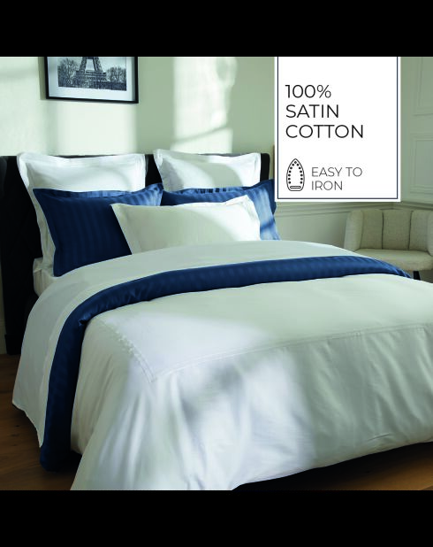 Set de 2 taies d'oreiller satin de coton Biarritz blanches