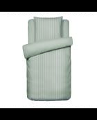 Parure housse de couette + taie carrée satin de coton rayure tissé dobby Jacquard taupe 01