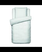 Parure housse de couette + taie carrée satin de coton rayure tissé dobby Jacquard blanc 01