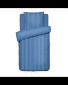 Parure housse de couette + taie carrée satin de coton rayure tissé dobby Jacquard bleu 06