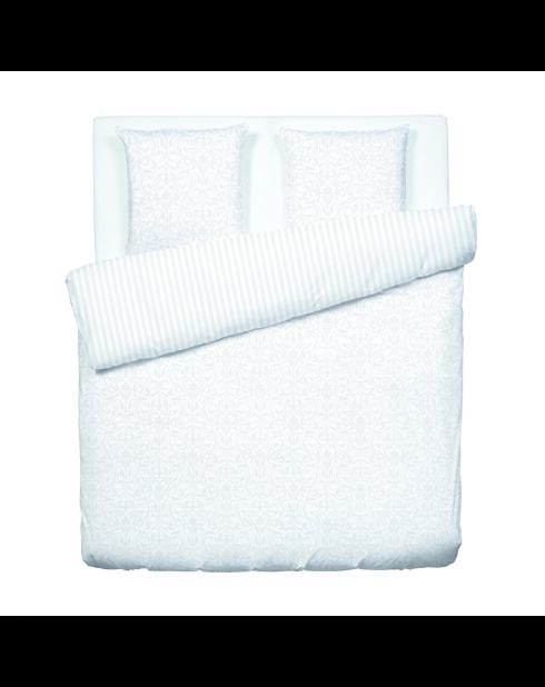 Set copripiumino + federe quadrate in cotone jacquard satinato bianco royal pizzo reale - 260x240 cm