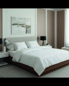 Set copripiumino + federe quadrate in cotone jacquard satinato bianco royal pizzo reale - 260x240 cm