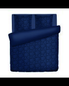 Parure housse de couette + taies carrées  satin de coton Eclipse fleuri bleues