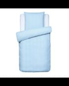 Parure housse de couette + taie carrée coton percale Grenoble bleu clair