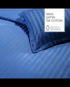 Set de 2 taies d'oreiller satin de coton rayure tissé dobby Jacquard bleu 06