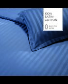 Set de 2 taies d'oreiller satin de coton rayure tissé dobby Jacquard bleu 06