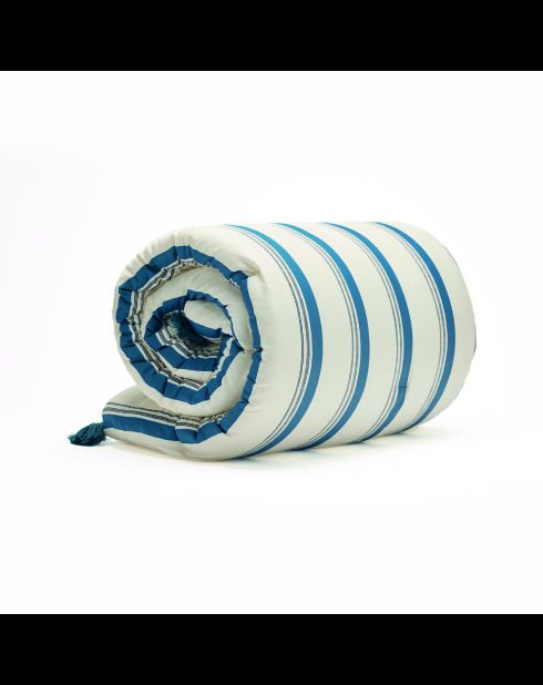 Trapunta con nappine in cotone satinato Mateo bianco/blu - 140x200 cm