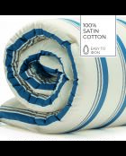 Trapunta con nappine in cotone satinato Mateo bianco/blu - 140x200 cm