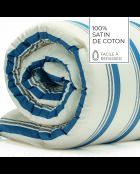 Trapunta con nappine in cotone satinato Mateo bianco/blu - 140x200 cm
