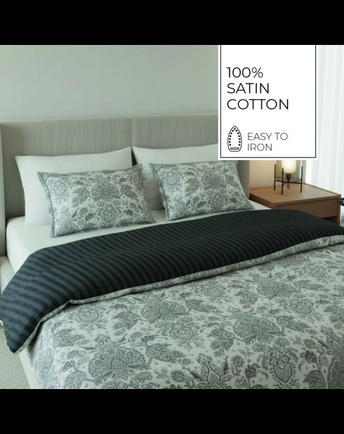 Taie de traversin satin de coton Élégance persane beige - 43x210 cm