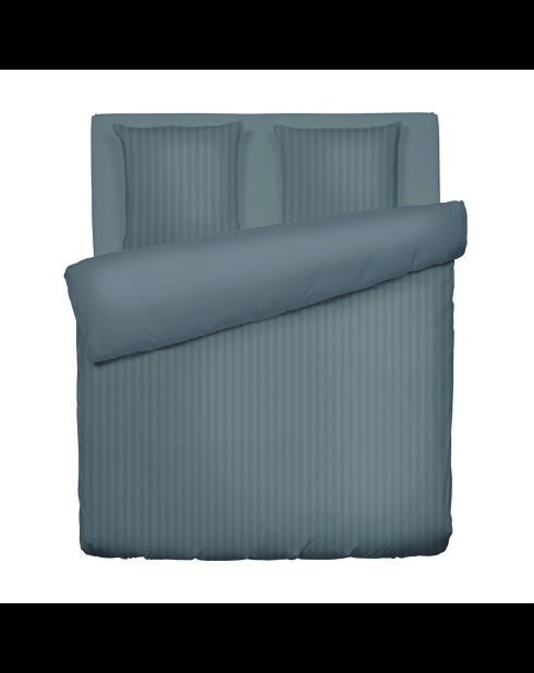 Parure housse de couette + taies carrées carrées satin de coton rayure tissé dobby Jacquard gris 02