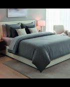 Parure housse de couette + taies carrées carrées satin de coton rayure tissé dobby Jacquard gris 02