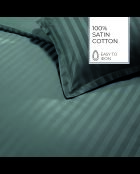 Parure housse de couette + taies carrées carrées satin de coton rayure tissé dobby Jacquard gris 02