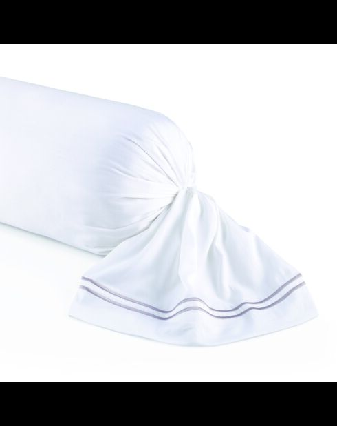 Taie de traversin satin de coton Biarritz gris/blanc - 43x210 cm
