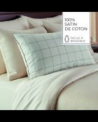 Custodia semplice in raso di cotone a quadretti bianco/tortora - 43x210 cm