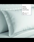 Set copripiumino + federa quadrata in raso di cotone Reine de nuit grigio/bianco